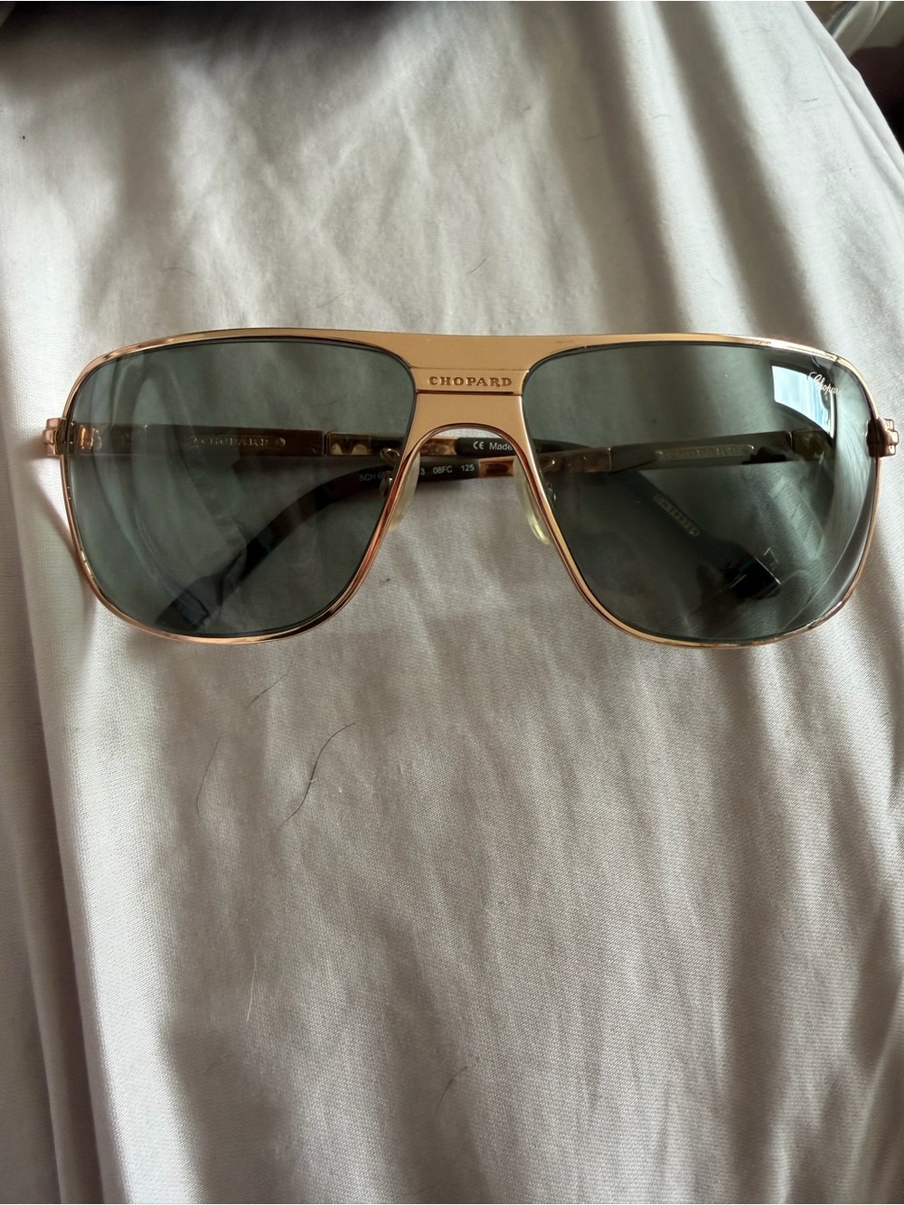 Chopard Rose Gold Frame with Green Lenses Aviator Sunglasses